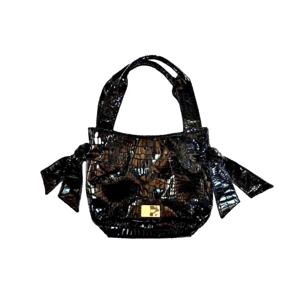 Nine West Black Faux Snakeskin Leather Purse